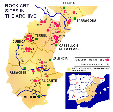 Location of the rock art sites in the AAR