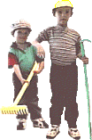 TWO BOYS GARDENING