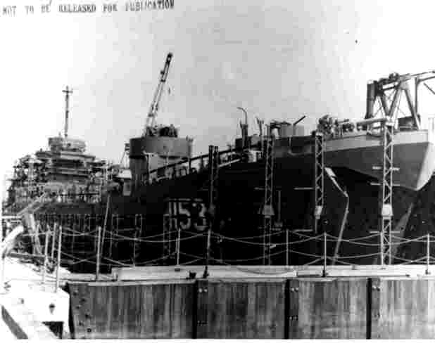 USS LST 1153 umder construction -Boston Naval Shipyard - 1947
