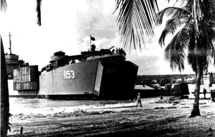 USS LST 1153 during beaching exercise in Vieques, Puerto Rico - February 18, 1948