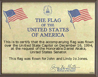 This is the 8x11 certificate received with our Flag.