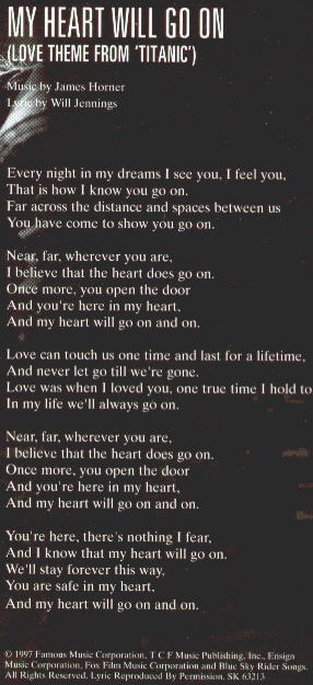 Words To My Heart Will Go On
