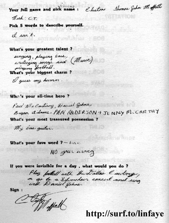 Clint's handwriting