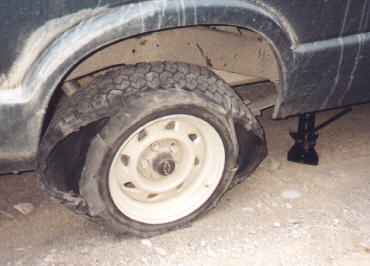 Blown tire on Natesma road