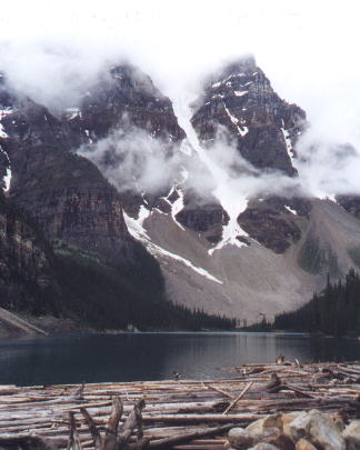 Lake Moraine on a cloudy summer day