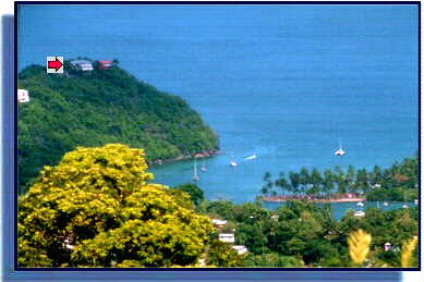 Marigot Bay viewed from the air - Saint Lucia,St-Lucia,St. Lucia hotels inns lodging travel resorts accommodations holidays honeymoon Marigot Bay Caribbean