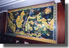 View of ceramic tile mural in the 'Fun Pub'