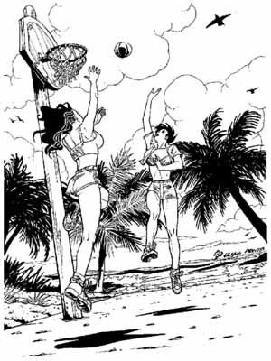 Legs & May playing volley
