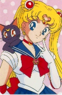 Sailor Moon with her cat Luna!