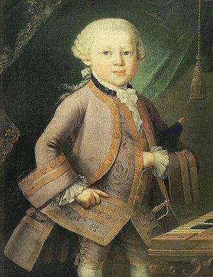 A portrait of the prodigy in grand clothes and wig