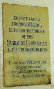 plaqua del milagro Eucarístico
