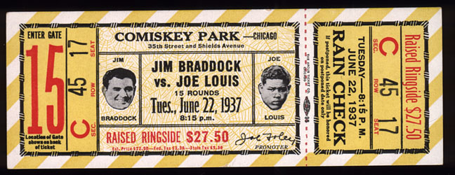 Vintage Original Full Ticket (Braddock vs. Louis)