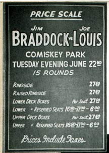 Braddock-Louis fight advertising (Propaganda de la pelea Braddock-Louis)
