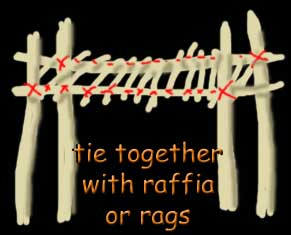 The platform is made by tying branches together.