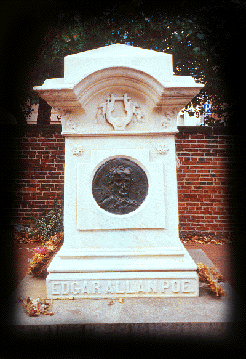 the monument beneath which Poe now lies