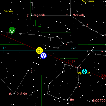 Star chart of the vernal equinox in 2005 AD.