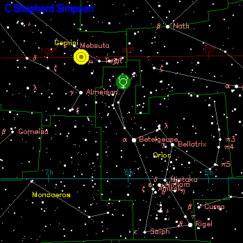 Mercury in Orion in the planetary zodiac, June 1994.