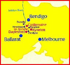 Map of Dayesford, Kyneton and Castlemaine Area
