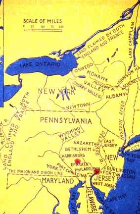 Ephrata:  Colonial Map of Pennsylvania