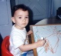 Aaron drawing on the dry erase board