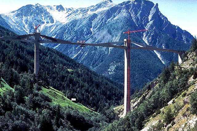 The Ganter Bridge rises an astonishing 152.4 meters above the ground.