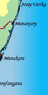 Carte de Madagascar Est : Canal des Panagalanes de Manakara a Mahanoro