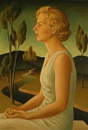 Helen Lundeberg
Portrait of Inez
oil on celotex
24 x 36 inches
ca. 1933