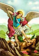 Pintura del Arcangel San Miguel venciendo al demonio