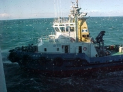 A Tug to hold the ship steady during tendering operations