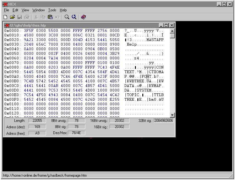 Screenshot of the Hex-Editor - please wait while the screenshot is loading