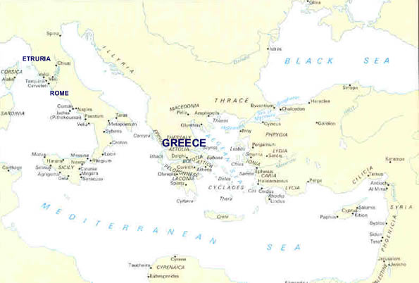 maps of greece and rome. map of Etruria Rome and Greece