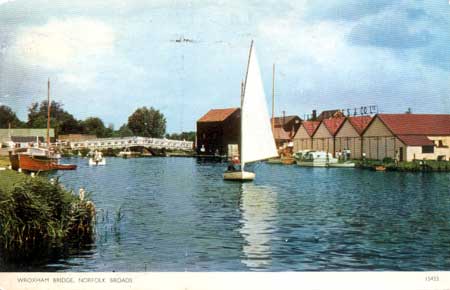 Wroxham Bridge and J Powles boatyard pm1962