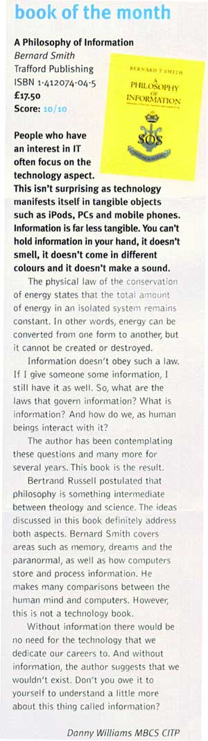 Review of book by the British Computer Society as published in the magazine ITNOW Nov 2006