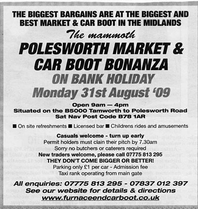 polesworth market and car boot 31 aug 2009