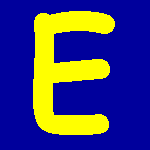 Animated picture of the letter E, Eggs, Elephant