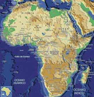 Mapa fsico de frica con todos los pases, Physical map of Africa with all the countries