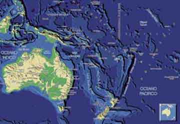 Mapa fsico de Oceana con todos los pases, Physical map of Oceania with all the countries