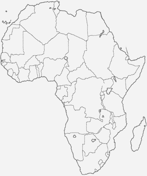 Mapa politico mudo de Africa con todos los paises para imprimir y colorear, recortar, etc., Dumb political map of the Africa with all countries to print and to color, to trim, etc.