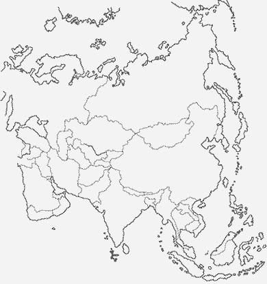 Mapa politico mudo de Asia con todos los paises para imprimir y colorear, recortar, etc., Dumb political map of the Asia with all countries to print and to color, to trim, etc.