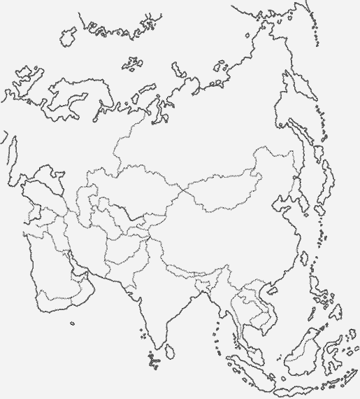 Mapa politico mudo de Asia con todos los paises para imprimir y colorear, recortar, etc., Dumb political map of the Asia with all countries to print and to color, to trim, etc.