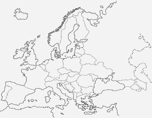 Mapa politico mudo de Europa con todos los paises para imprimir y colorear, recortar, etc., Dumb political map of the Europe with all countries to print and to color, to trim, etc.