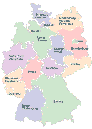 Mapa politico de Alemania por estados, Political map of Germany by states