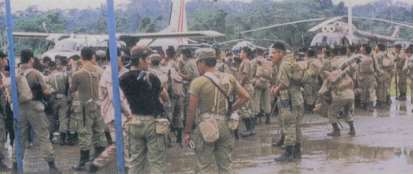 Peruvian soldiers Giants of Cenepa in the Ciro Alegria base
