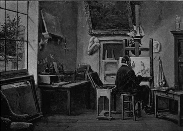 'J.F. Millet in his Studio in Barbizon' by Eyre Crowe A.R.A. (1899)