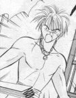a stunned shirtless Tasuki