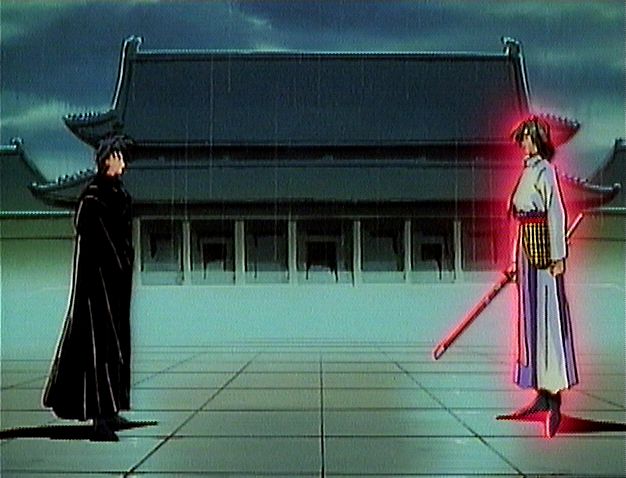 Tamahome and a glowing Hotohorie face off for a death match