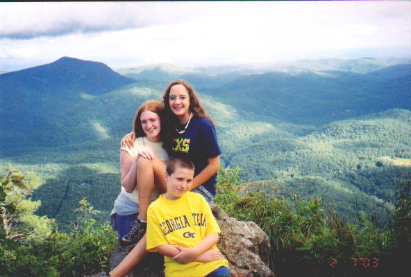 Our children enjoy the North Carolina mountains on our vacation, July 2003