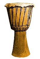 Djembé (also Jembe or Djimbé). Origin: West Africa, mainly used in Senegal, Gambia, Guinea, Mali, Côte d'Ivoire and Burkina Faso. Whenever you are lost on this site, just click on the djembe and you will come back to the main page of Musiques d'Afrique