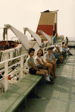  In the ship, on our way to Ceuta (Dave, Marcia, Grace)
