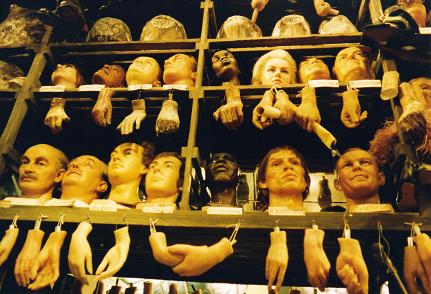 Pieces of hands, arms, legs and heads at Madame Tussault